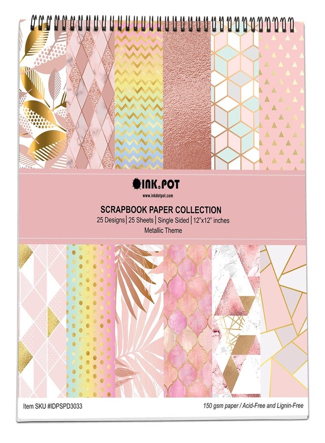 Inkdotpot مجموعة ورق قصاصات Inkdotpot، ٢٥ ورقة، ألوان باستيل معدنية، مقاس ١٢×١٢ بوصة، ورق قصاصات أحادي الجانب - ورق مقوى ملون، لوازم صنع بطاقات زينة يدوية - ورق حرفي للمذكرات - Image 1